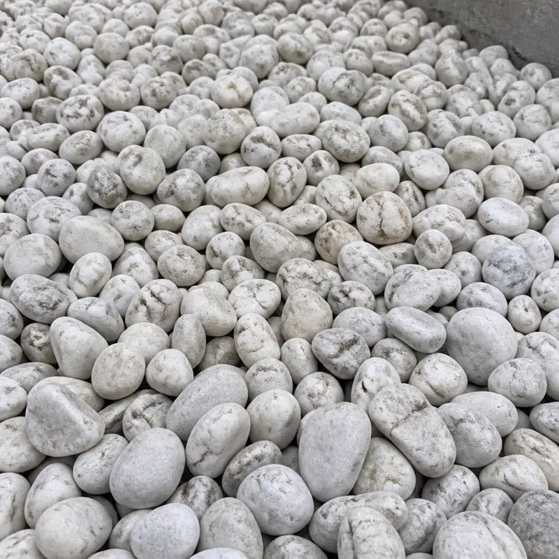 10-20 mm beyaz çakıl taşı — yıkanmış, yuvarlak küçük taneler