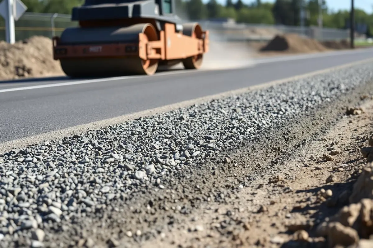 Yol alt temelinde serilip silindirle sıkıştırılan kırma taş tabakası